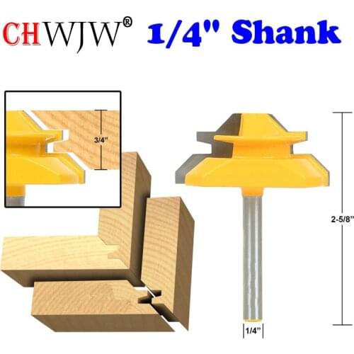 Medium Lock Miter Router Bit - 45 Degree - 3/4" Stock - 1/4" Shank Tenon Cutter for Woodworking Tools- Chwjw 15127q
