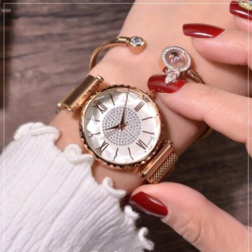 Nice Luxury Watches for Women Bracelet Magnetic Mesh Band Rhinestone Wristwatch Pop Ladies Diamond Quartz Clock relogio feminino