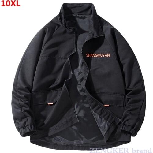 Black large size jacket male spring and autumn plus size Korean version loose casual jacket trend baseball uniform 10XL 9XL 8XL