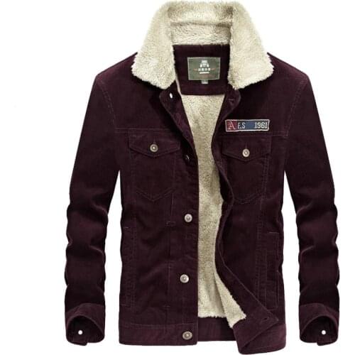 Winter Fleece Jacket Men Thick Warm Windbreaker Coat Men Corduroy Mens Casual Cotton Military Jacket Short Wide-waisted Outwear