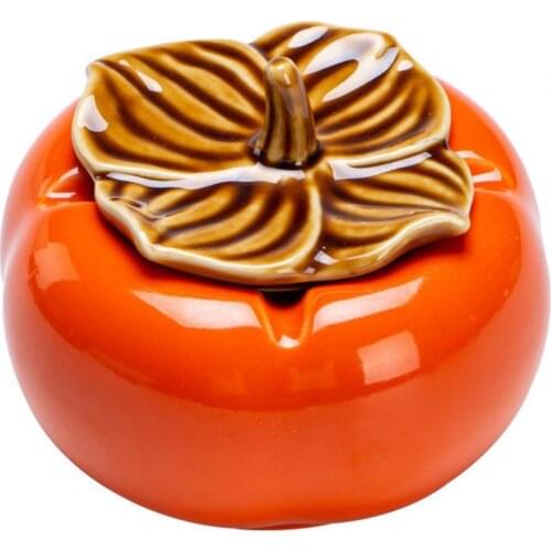 60% Hot Sale Creative Ash Tray with Lid Ceramic Orange Fruit Smoking Ash Case for Home Decorative Fashion Smoking Ashtray