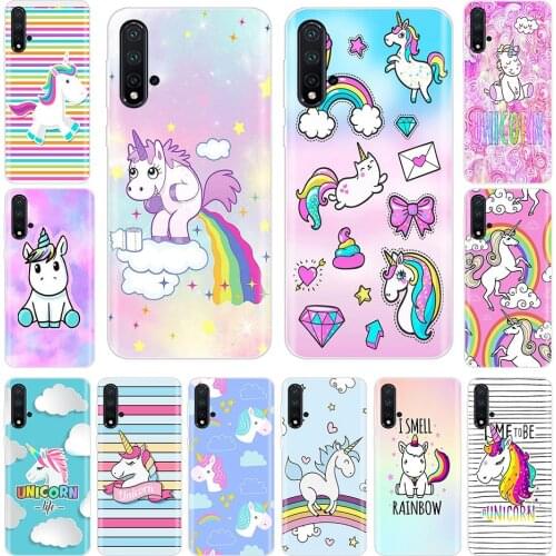 Soft Phone Case Silicone For Huawei Nova 5T Soft TPU Rainbow Unicorn Back Phone Cover For Nova5T 5 T YAL-L21 6.26'' Fundas Case