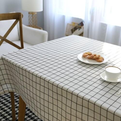 Art Small Fresh Square Plaid Tablecloth Modern Cotton And Linen Cloth Art White Black Tea Table Mat Tablecloth