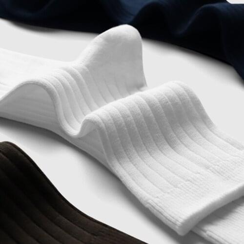 DOIAESKV 6Pairs/lot Mens Cotton Socks Style Black Business Men Socks Soft Antibacteri Crew Socks Male for Four Season EU 39-44