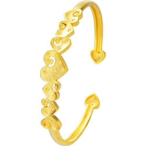 2019 New Fashion wedding 100% 24K Gold Heart Jewelry Heart-shaped bracelet For Women Gift Jewelry Bracelets & Love Bangles