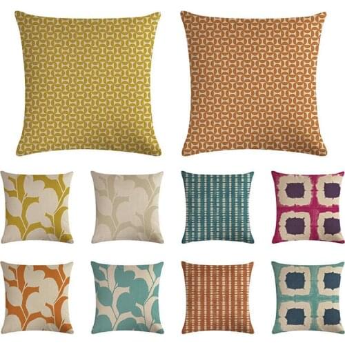 New 45x45cm plant leaf cushion cover splicing lattice pillow cover linen car chair sofa pillow cover decoration home