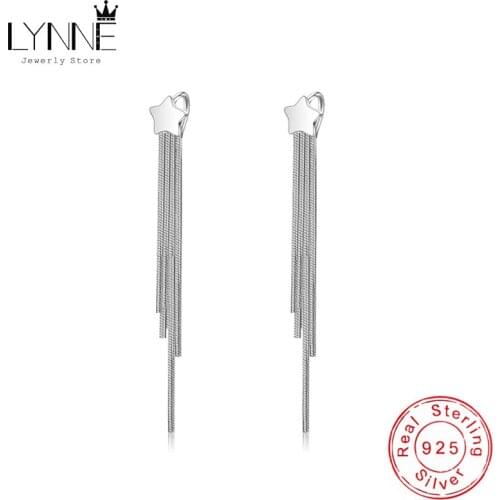New Bohemia Elegant Horsetail Long Tassel Drop Earrings 925 Sterling Silver Star Maxi Pendant Earring Women Trend Party Jewelry