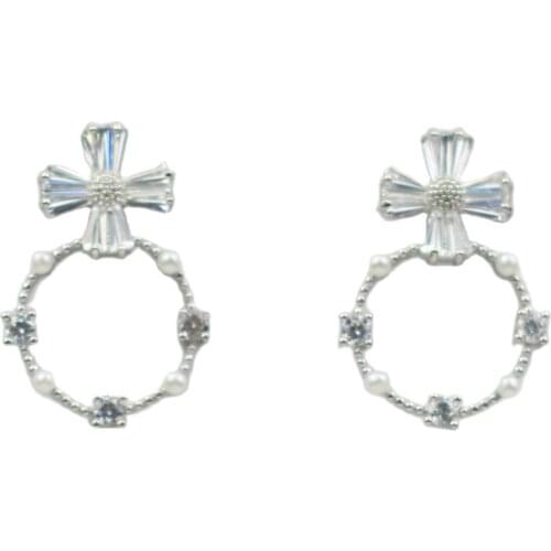 MADALENA SARARA AAA Cubic Zircon Inlaid Pave Setting Crystal High Polished Drop Earrings Simple Style