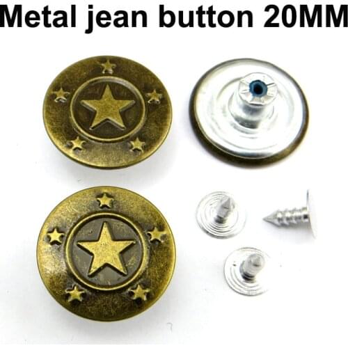 30PCS Metal Bronze Tone Star Jeans Button Decorative Clothes Accessory Garment Word Trousers Buttons 20MM Fit MJB-344