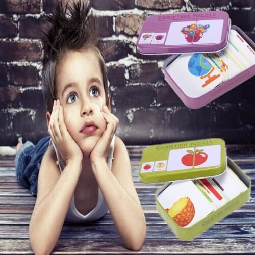 Random Color Cognitive Literacy Puzzle Card Educational Magic Baby Alphabet With Family Matching Game Paired Card