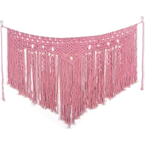 Boho Pink Tapestry Handmade Macrame Decor For Bed Room Wall Hanging Ornemants Wedding Decoration Modern Simple Tassel Handicraft