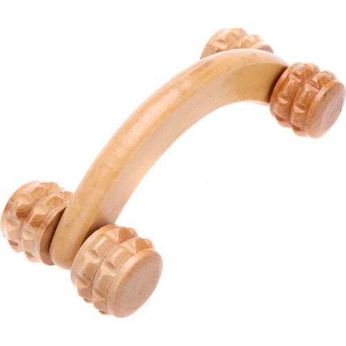Handheld Wooden 4 Wheels Rollers Massager Body Arm Back Massager