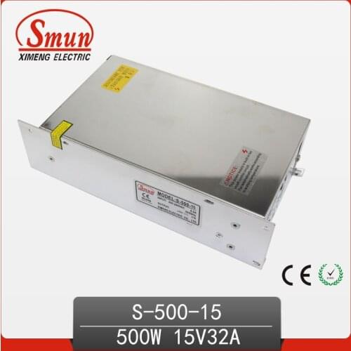 SMUN S-500-15 500W 15V 32A Single Output Switching Power Supply With CE ROHS China Factory for Light