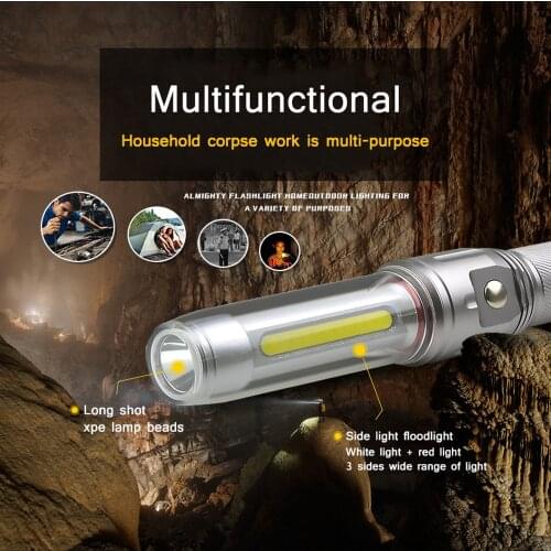 USB Rechargeable LED Flashlight XPE + COB Lamp 3 Modes Waterproof Baton with Magnet Lamp Auto Repair Work Lamp Torch Lantern