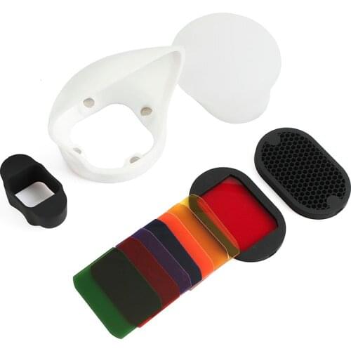 Flash Speedlight Honeycomb Grid Diffuser Bounce Reflector with Magnetic Gel Band 9Pcs Filters Flash Accessories Kit As MagMod