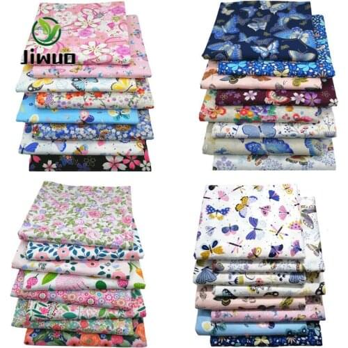 Jiwuo 25x25cm New Style Cotton Twill Printed Fabric DIY Handmade Patchwork Cloth Set Cartoon Small Floral Sewing Quilting Fabric