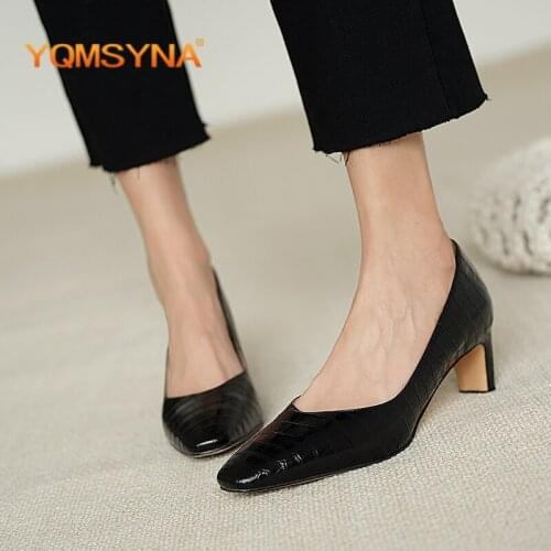 YQMSY Sexy Womens Pumps Mature Strange Style Heels Pointed Toe Crocodile Striped Shallow Pumps Office Career Slip-On Shoes AS39