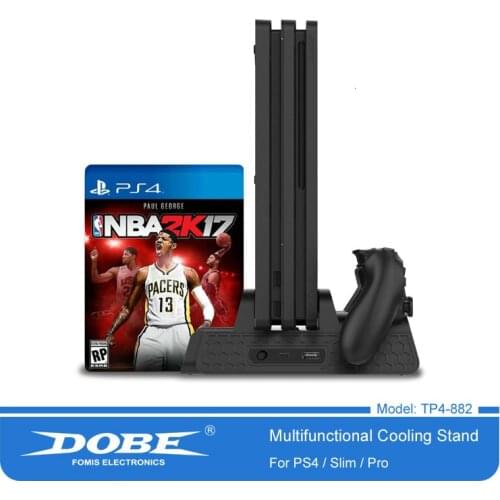 PS4/PS4 Slim/PS4 PRO Vertical Stand with Cooling Fan Cooler Dual Controller Charger Charging Station for SONY Playstation 4