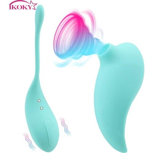 IKOKY Kegel Balls Sex Toys for Couples Sex Toys Nipple Clit Sucking Vibrator Clitoris Stimulate Vaginal Balls Adults Toys