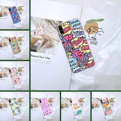 Back Cover For Huawei Y9 Y7 Y6 Prime Pro 2019 Retro Cartoon Color Quote Heart Silicone Soft Phone Case For Huawei Y5 Y6 Y7 2019
