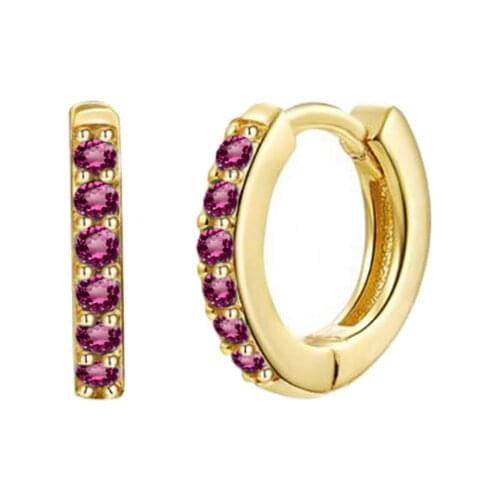 Aide 7mm 925 Sterling Silver Rainbow Zircon Small Hoop Earrings for Women EarringTurquoise/Lavender/black/green Huggie Earrings