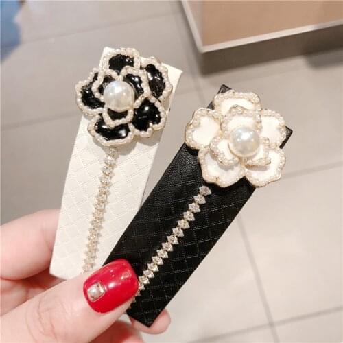 Adult Women Camellia Pearl Barrettes Hairpins Hair Clips Fashion Korean Lady Girl Head Wear Accessories-AS-W20