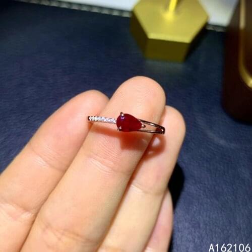 925 Pure Silver Chinese Style Natural Ruby Womens Popular Elegant Water Drop Adjustable Gemstone Ring Fine Jewelry Support Dete