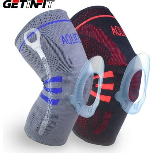 1PCS Fitness Running Knee Support Protect Gym Sport Braces Kneepad Elastic Nylon Silicon Padded Compression Knee Pad