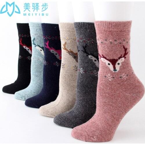 12 Pairs Per Set Socks Winter Thickened Wool Socks Animal Elk Female Wool Socks Wholesale