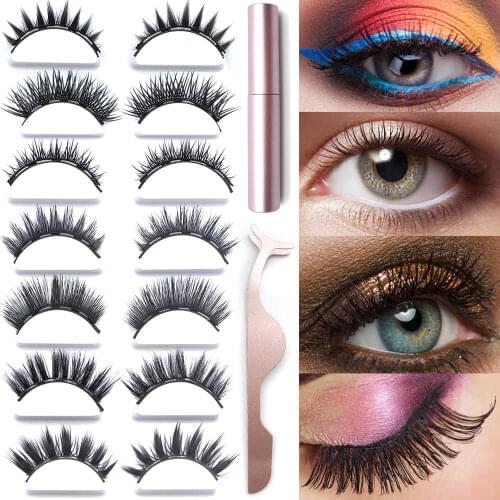 2021 5 Magnets Magnetic Eyelashes Eye Eyeliner Liquid Set No Glue False Mink Extension Kit Curler 3D Individual Reusable Eyelash