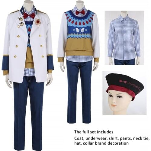 2021 New Anime Twisted Wonderland Neige Leblanche Cosplay Snow Prince Halloween Party Prom Dress Man Woman Clothing Set