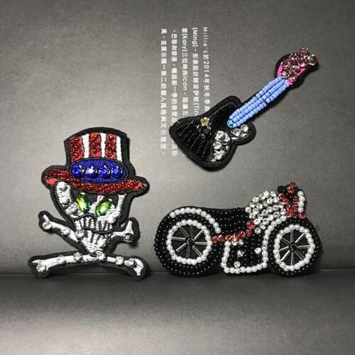 3D Sequins Rhinestone Punk badges Applique Handmade nail bead cloth sticker FOR Shoe decoration DIY Brooch bag