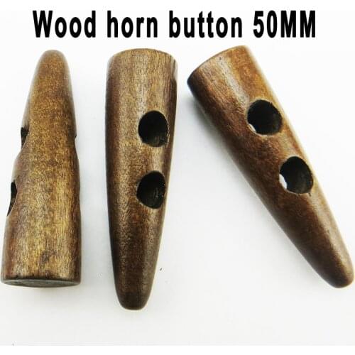 100PCS brown wooden horn button 50MM toggle clothes sewing clothing accessory coat buttons WHB-089