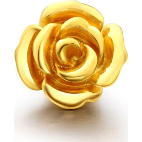 August Authentic 999 24k Yellow Gold Rose Flower Bracelet 0.97g
