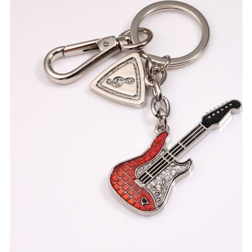 Guitar keychain cute key ring note key chain key holder high quality sleutelhanger portachiavi chaveiro llaveros bag charm