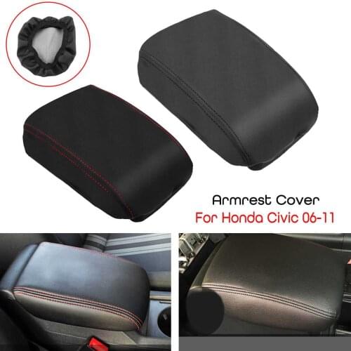 PU Leather Armrest Cover Center Console Arm Rest Covers Car Accessories For Honda/Civic 8th Gen 2006 2007 2008 2009 2011