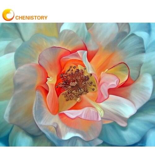 CHENISTORY Oil Painting By Numbers Kits For Adults Children Light White Flower Paint By Number 40x50cm Framed Home Decor Photos