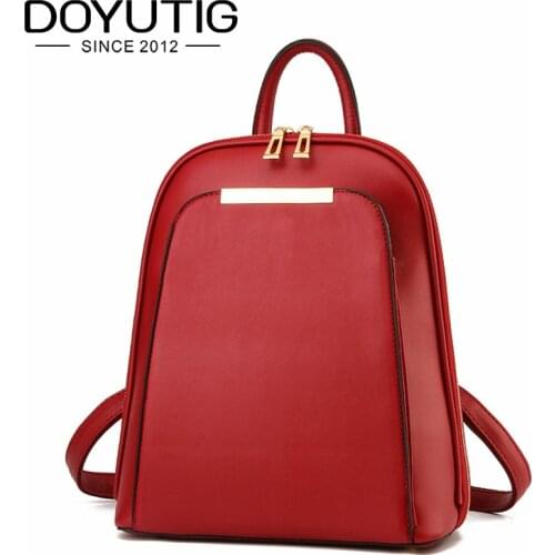 European Women Backpack High Quality Womens PU Leather Red Backpacks For Teenage Girls Schoolbags & Business Backpacks E001