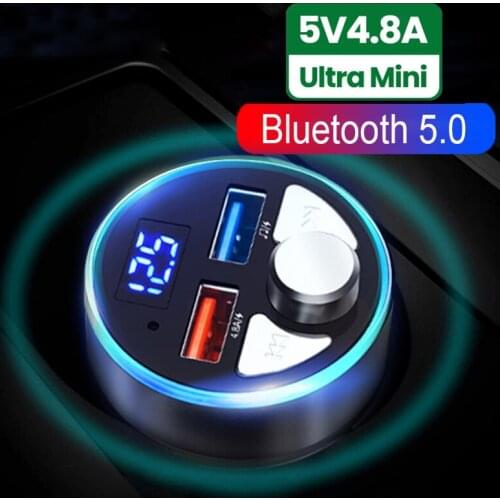 Bluetooth 5.0 FM Transmitter 4.8A Fast Car Charger Mp3 Player Handsfree Modulator Audio Adapter with LED Digital Display