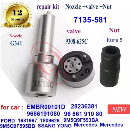 NOZZLE G341 L341PBD/PRD INJECTOR VALVE 9308-625C ,Nut REPAIR KITS (7135-581) FOR 28236381 EMBR00101D 9686191080 9686191080
