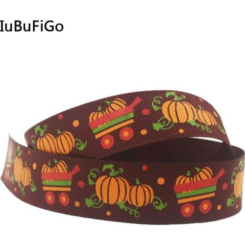 [IuBuFiGo] 1" 25mm Printed Grosgrain ribbon Halloween ribbons DIY hair bow 50 yards