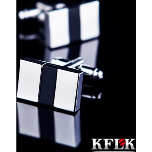 KFLK Jewelry shirt cufflink for mens Brand Black cuff link wholesale Button male High Quality Luxury Wedding Groom guests