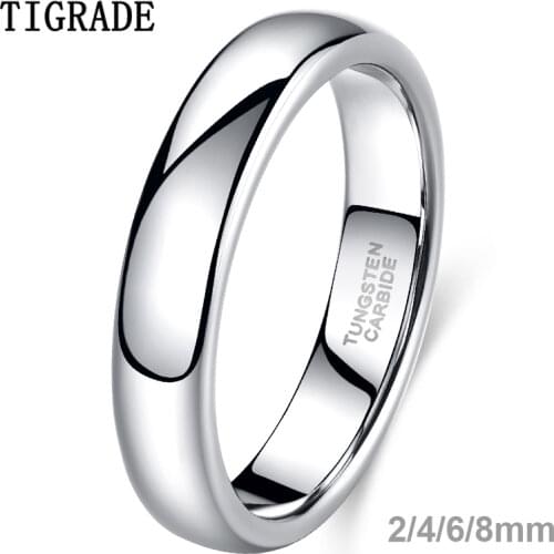 Tigrade Classic Jewelry 2/4/6/8mm Cute Men Women Simple Rings Polish100% Pure Tungsten Carbide Ring Wedding Band Engagement Ring