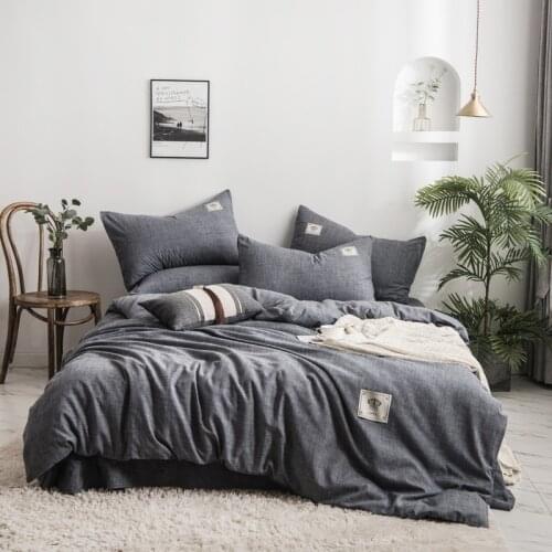 2020 Texture of cotton and linen Bedding Set Soft breathable Duvet Cover Set Bed Sheet Pillowcases Queen King size 4pcs