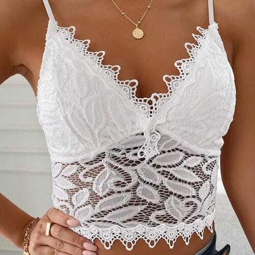 Summer Plus Size Fashion Lace Crop Corset Tops Women V Neck Bustier Ladies solid Casual sling Tank Tops Female vintage clothes