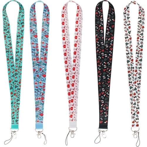 Medical Keychain Cartoon Cute Doctor Nurse Lanyard for Keys Phone ID Name Tag DIY Hanging Rope Key Ring Gifts
