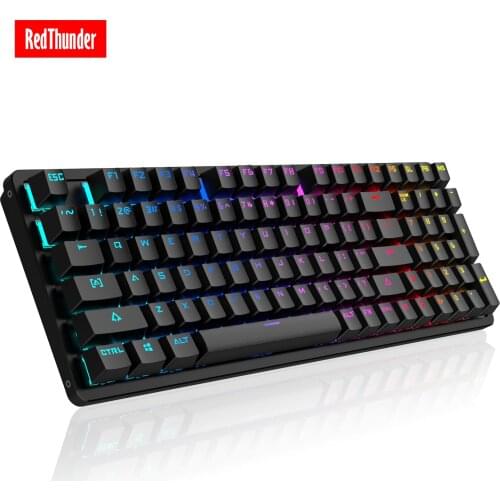RedThunder Red Switch Mechanical-Keyboard 98-Key New Layout Gaming-Keyboard Up to 15 Cool Lighting Effects Designed for Games