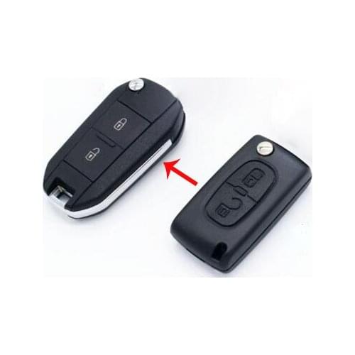 Modified Folding Flip Remote Key Shell 2 Buttons For Peugeot 307 308 408 Keyless Entry Remote Fob with Groove Blade HU83