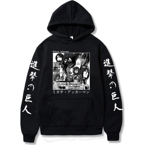 Attack on Titan Hoodie Anime Mikasa Ackerman Women Sweatshirts Long Sleeved Sportswear Harajuku Tops Unisex