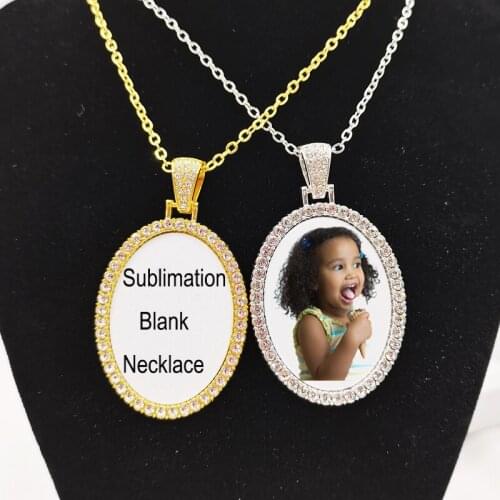 Oval Pendant With Chain Heat Transfer Photo LOGO Sublimation Blank Necklace Jewelry Gift 20 pieces/Lot